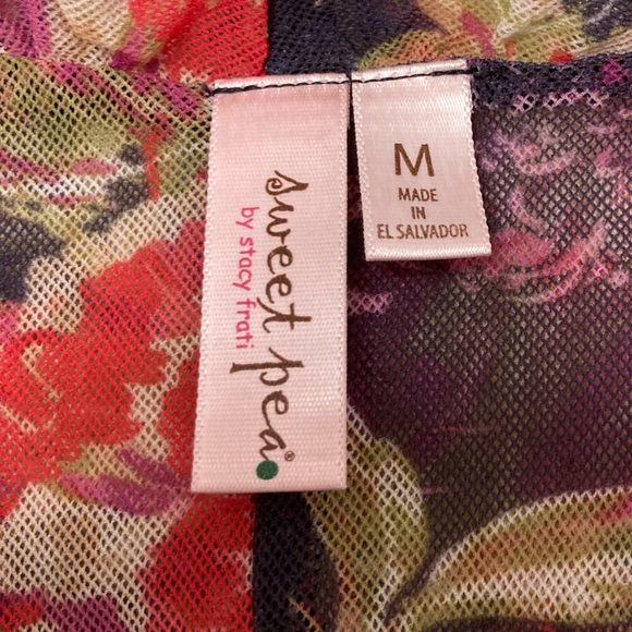 Y2K Sweet Pea Micro Mesh Floral Tank Top Blouse Womens Medium Fairy Sheer Ruffle - Picture 2 of 6